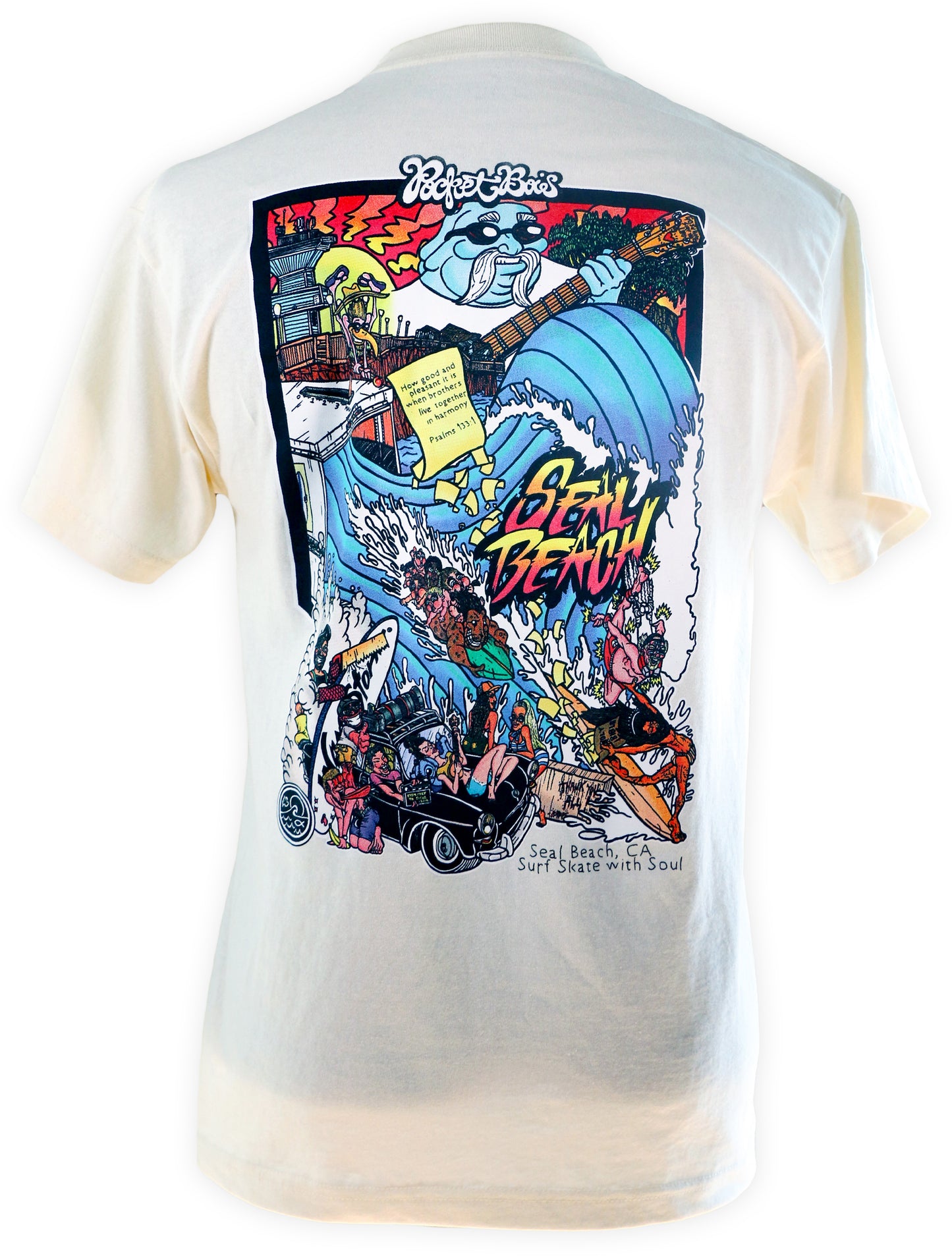 SOLD OUT! Pocketbois collab with M&M Surf School, Seal Beach. Creme Color Classic Regular Fit Tshirt